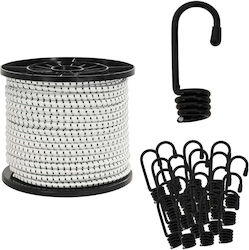 vidaXL Ropes Bungee Hooks 10 Mm 50 M Black White