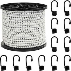 Vidaxl Σχοινιά Bungee Γάντζους 8 Mm Μαύρο Λευκό
