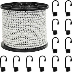 Vidaxl Σχοινιά Bungee Γάντζους 10 Mm Μαύρο Λευκό