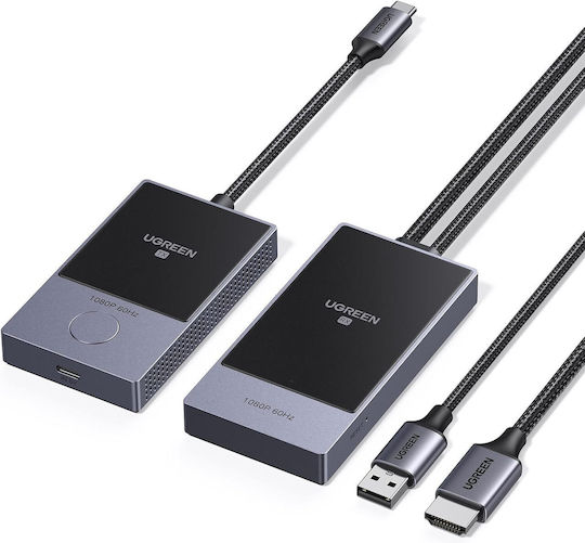 Ugreen Transmițător și Receptor Wireless HDMI USB-C Full HD 1080p 60Hz Conexiune WiFi 5G Rază 50m Încărcare USB-C PD 60W Plug and Play Cabluri Integrate