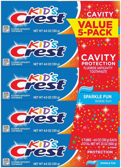 Crest Paste de dinți pentru copii pentru 3+ ani 5 buc cu aromă de gumă de mestecat 130 gr