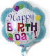 Luftballon Happy Birthday Blumen Blau