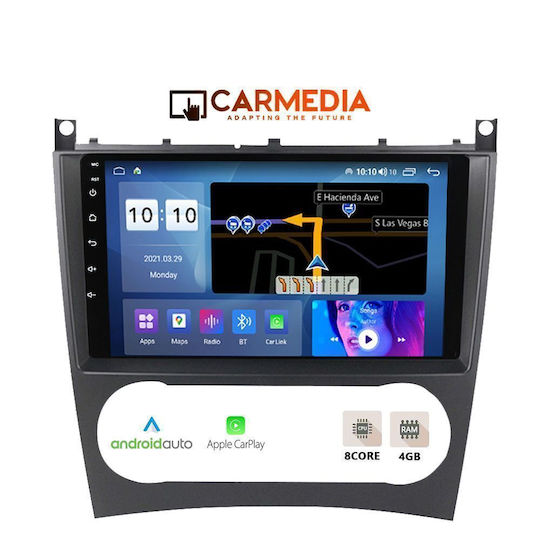 Carmedia Auto-Audiosystem für Mercedes-Benz CLK-Klasse 2004-2008 mit Touchscreen 9" Bluetooth USB Eingebautes Wi-Fi GPS Apple CarPlay Android Auto