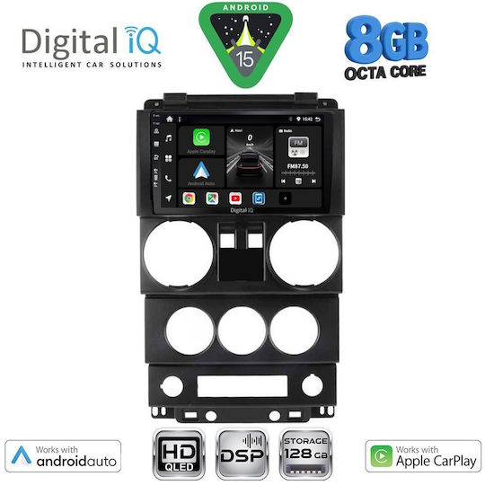 Digital IQ Car Audio System for Jeep Wrangler 2006-2011 Bluetooth USB WiFi GPS Apple CarPlay Android Auto with 9" Touch Screen