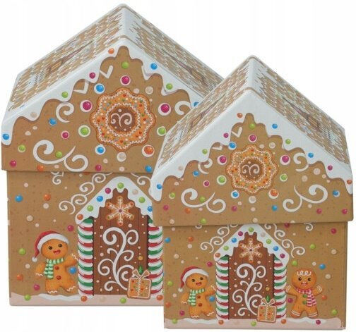 Decorațiuni De Sărbători Colecția Home Styling Cutii De Crăciun În Formă De Casă Set 2 Bucăți