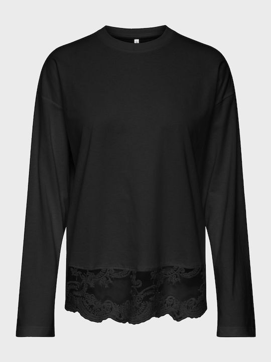 Only Damenbluse Baumwoll Langärmelig Schwarz
