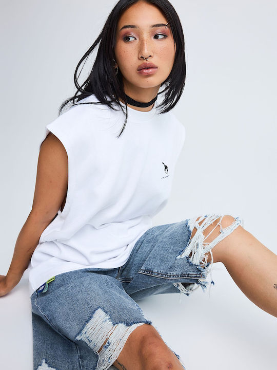 FNK.GRWN Damen Bluse Baumwolle Ärmellos Weiße GRW014-913-04