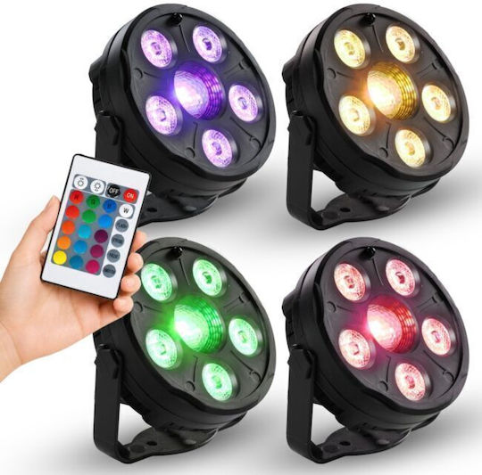Light4me 4par Комплект Ir 4-Светлинен Rgb Led Par Комплект Парти Dj Осветление Безжично Дистанционно Управление Монтажни Скоби Ac Захранване