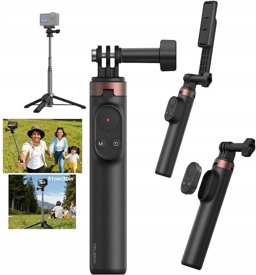 Tripod Selfie Stick Telesin + Remote Control 80m GoPro 13 12 11 10 9 Max Max2 2 S1-css-08 Sb11636