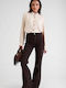 Women's Flared Brown Jean Pants