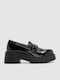 Lackleder Damen Mokassins in Schwarz Farbe