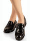 Lackleder Damen Mokassins Schwarz Loafers