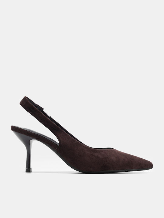 Decoro Suede Γόβες Καφέ