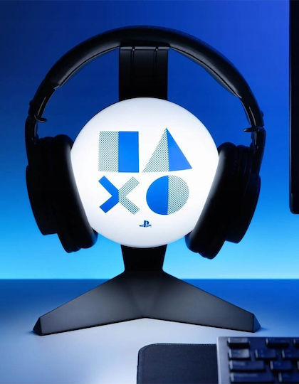 Стойка за слушалки Playstation със светлина, сива, нова