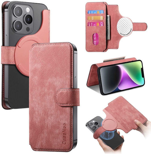 Caseneo MW-03S Magnetic Detachable Wallet Case Smartphones 6.7 Inches Pink Universal Book Cover
