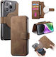 Caseneo Mw-03s Magnetic Detachable Wallet Case Smartphones 6.7 Inches Brown Universal Book Cover