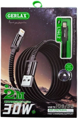 Gerlax USB-A to Lightning Cable 30W Μαύρο 2m 2222222102005