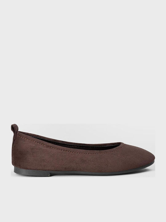 Super Mode Wildleder Damen Ballerinas Spitz zulaufend Braun