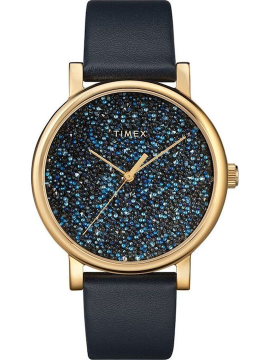 Timex Bloom Дамски Часовник 38mm Кварцов с Син Кожен Каишка