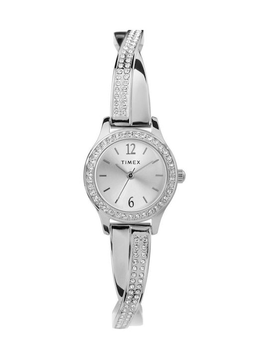 Timex Дамски Часовник 28mm Кварцов с Сребрист Стоманен Браслет
