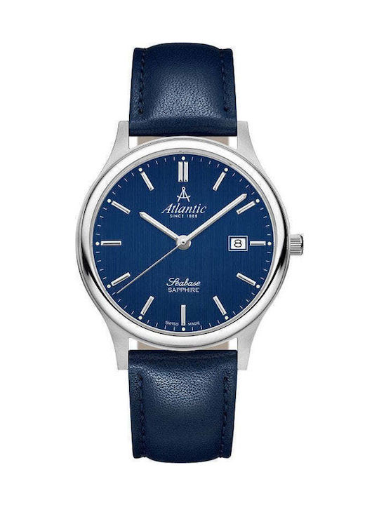 Atlantic Men's Watch 40mm Battery with Blue Leather Strap Atlantic Men's Watch 40mm Battery with Blue Leather Strap