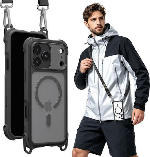 Калъф Mageasy Odyssey Каишка За Врата Rugged Съвместим С Magsafe Черен За iPhone 18 Pro Max/17 Pro Max