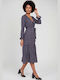 Summer Midi Shirt Dress Wrap Navy Blue
