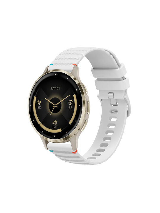 Garmin Venu 3s Silicone Strap Embossed Wave Style 18mm White
