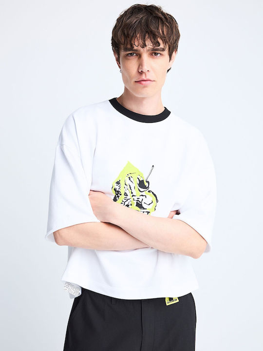 FNK.GRWN Herrenblusen Kurzarm T-Shirt Weiß