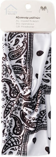 Damen Elastisches Haarband Headband Bandana Design Weiß