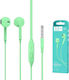 Vega Слушалки Универсални Слушалки Denmen Jack 3.5 Инча Зелени In Ear Dr01