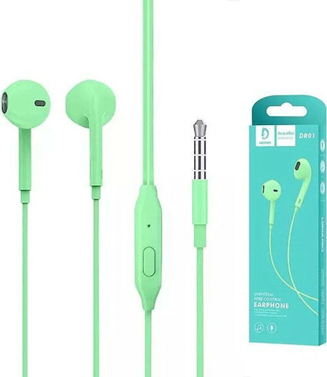 Vega Слушалки Универсални Слушалки Denmen Jack 3.5 Инча Зелени In Ear Dr01