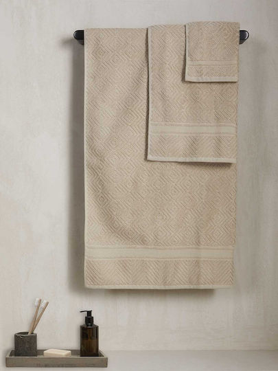 Aigaion Set Of 3 Bath Towels Beige Weight 600gr/m²