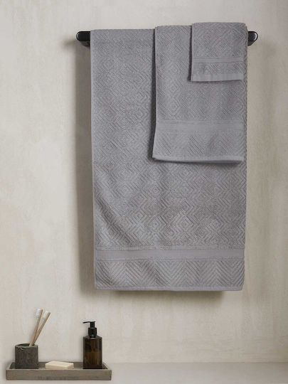 Aigaion Ravelia Badetuch-Set 3 Stück Grau Gewicht 600gr/m²