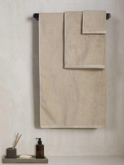 Aigaion Set Of 3 Bath Towels Beige Weight 600gr/m²