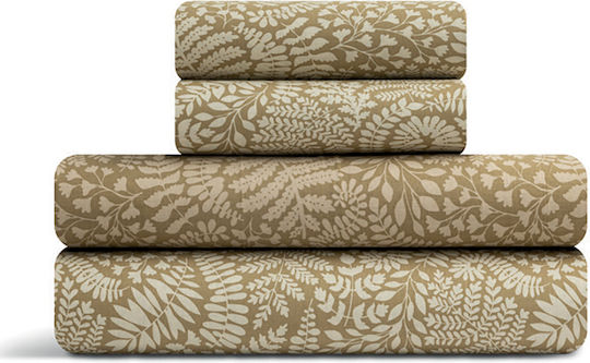 Lino Home Set Duvet Cover 220x240cm Super King with 2 Pillowcases Beliz Beige