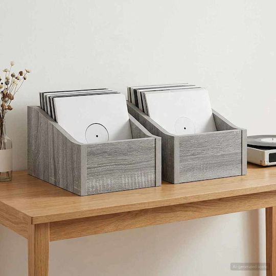 vidaXL Vinyl Aufbewahrungsbox Lp 2 Stück Grau Sonoma 18 X 32 X 18 cm Bearbeitetes Holz