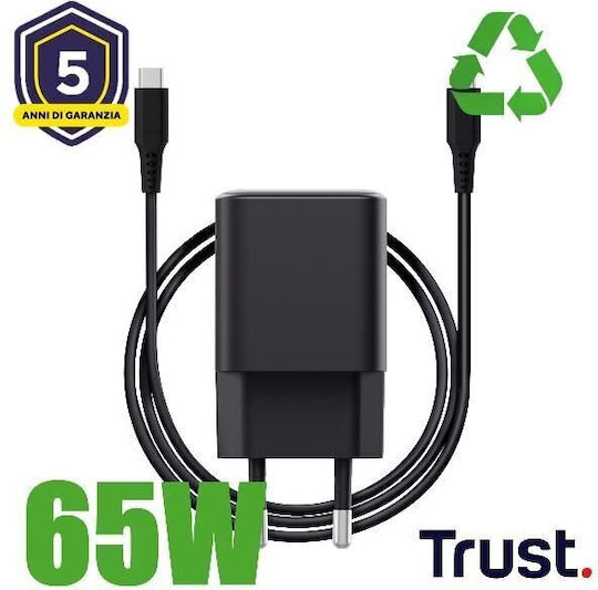 Trust USB-C Laptop-Ladegerät 65W mit Netzkabel Adapter