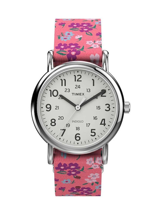 Timex Damenuhr 31mm Batterie mit Rosa Stoffarmband