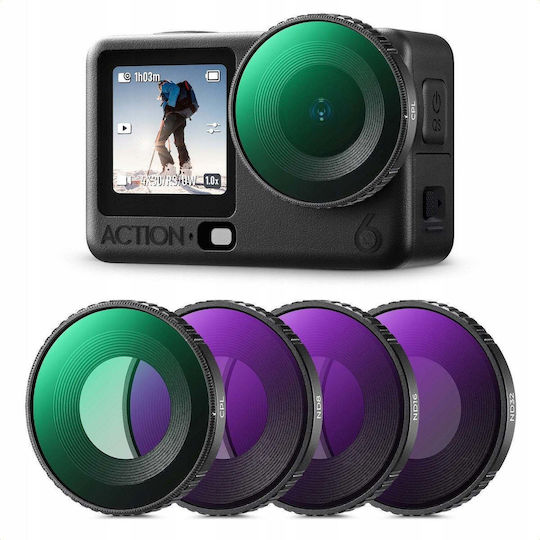 Kf Filter Set 4x CPL + Gray ND Filters ND8 ND16 ND32 DJI Osmo Action 6 K&F SKU 2709