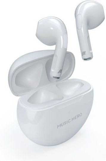 Music Hero Vibe Earbud Безжични слушалки Акустики с Калъф за зареждане Бели
