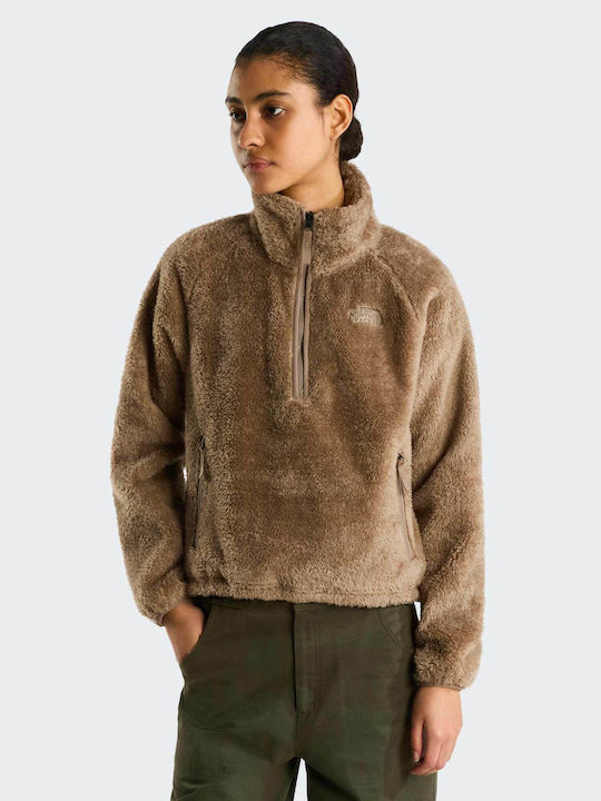 Winters Damen Fleece Bluse mit Reißverschluss Braun