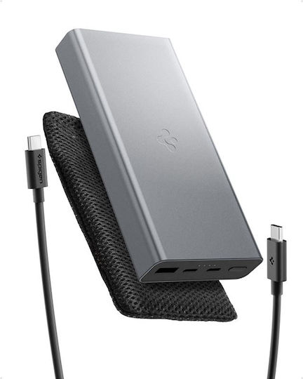 Spigen Essential Power Bank 20000mAh 30W με Θύρα USB-A και 2 Θύρες USB-C Γκρι