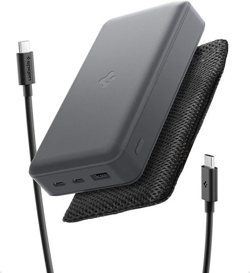 Spigen Essential Power Bank 30000mAh 30W με Θύρα USB-A και 2 Θύρες USB-C Γκρι