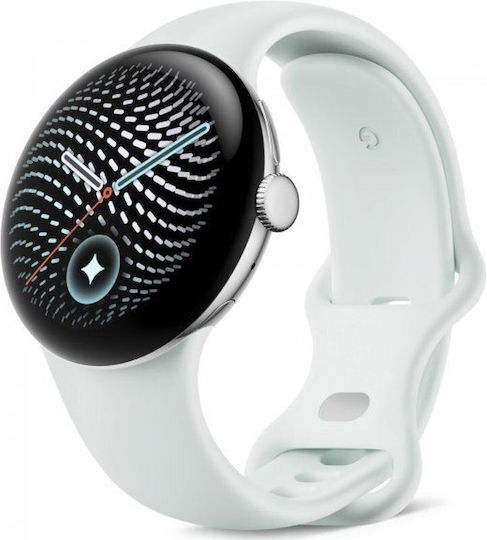 Google Pixel Watch 5 Алуминиев Водоустойчив с Пулсомер (Полирана Сребриста Алуминиева Каса / Активна Каишка Fog)