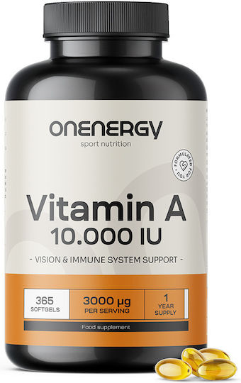 OnEnergy Vitamina A pentru Păr, Piele și Acțiune Antioxidantă 10 UI OnEnergy 365 Capsule Moi