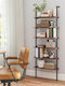 Βιβλιοθήκη Rustic Brown / Gray Oak 60x20x183εκ.