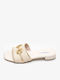 Leder Flache Sandalen Für Damen Beiges