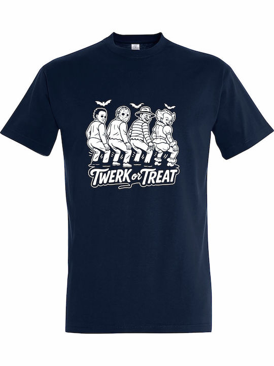 Тениска Унисекс Twerk Treat Horror Characters Spooky Sexy Halloween Тъмносин