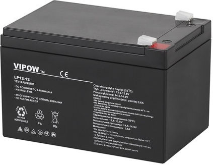 Vipow Μπαταρίες Agm Vrla 12v 12ah Κλειστού Τύπου Σταθερές Εφαρμογές Πακέτο 4 Τεμαχίων